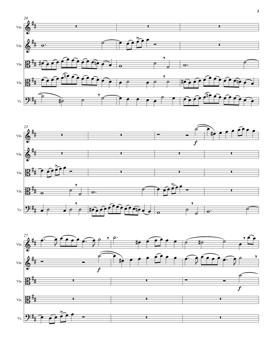 Kyrie canon by Mozart arranged for string quintet (with 2 violas) String Quintet scores gallery preview page 3