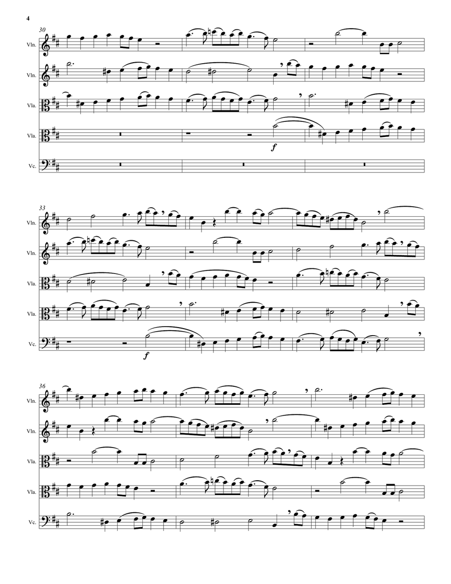 Kyrie canon by Mozart arranged for string quintet (with 2 violas) String Quintet scores gallery preview page 4
