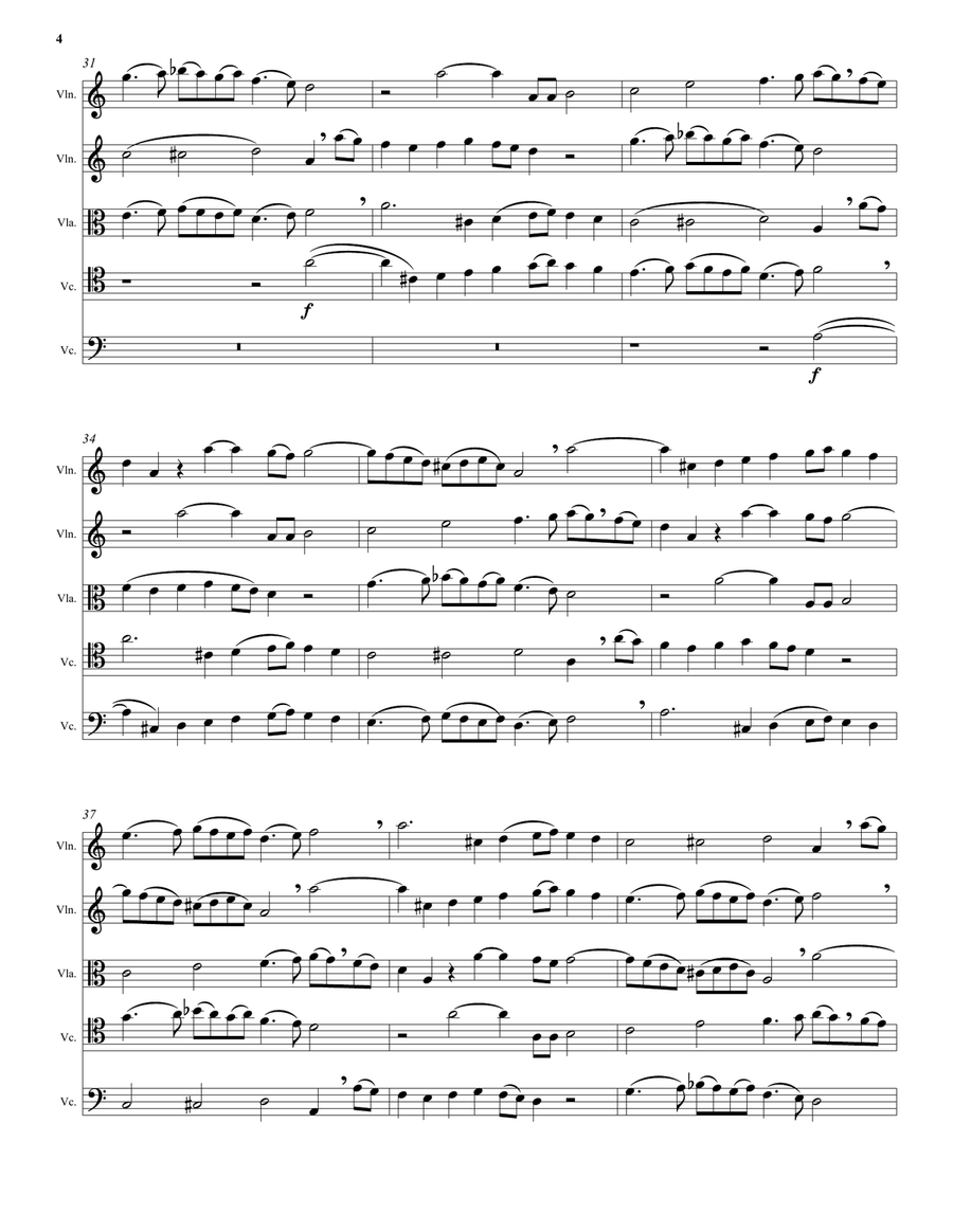 Kyrie canon by Mozart arranged for string quintet (with 2 cellos) String Quintet scores gallery preview page 4