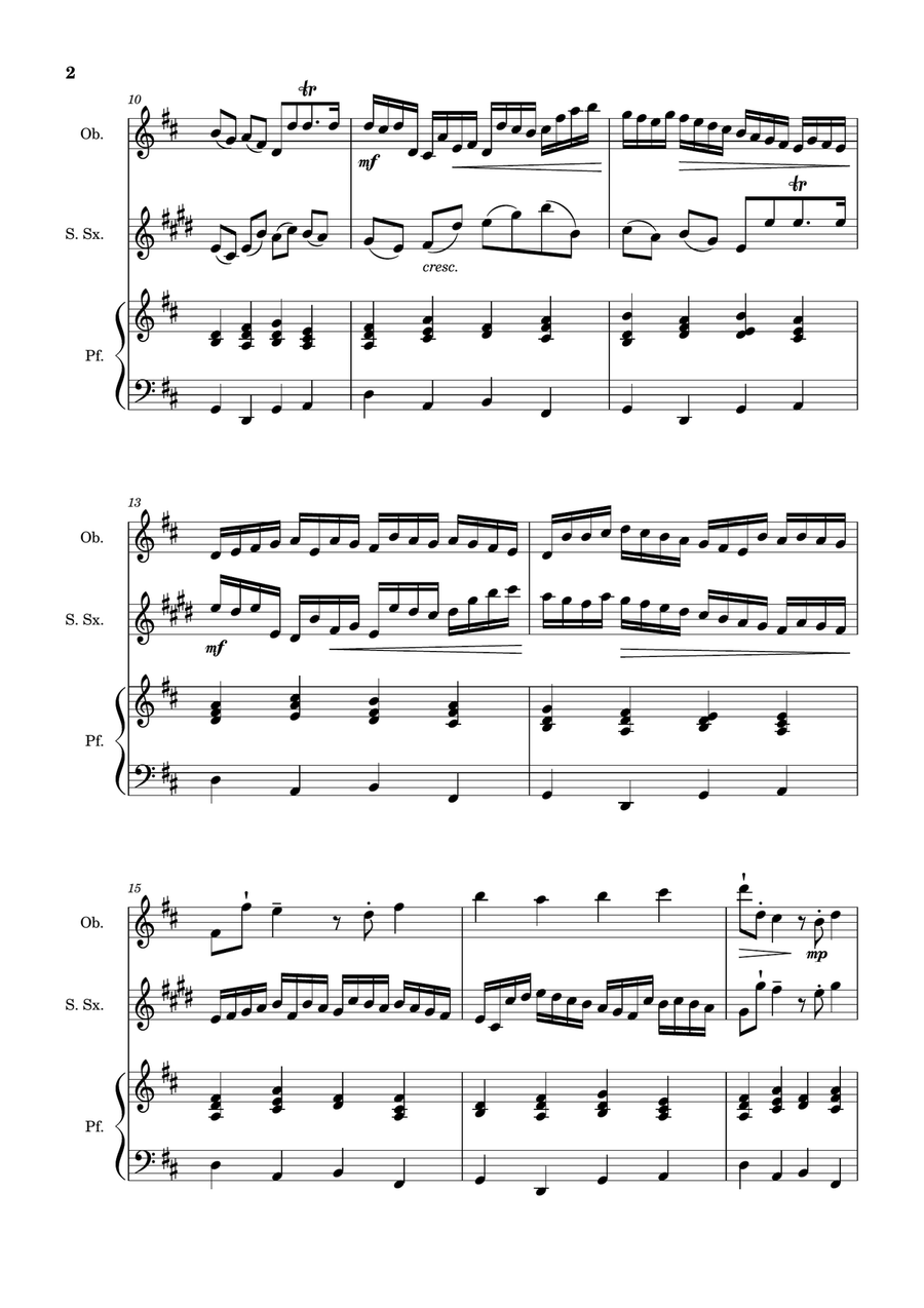 Canon in D Major, P.37; T.337. Oboe, S. Sax and Piano. Score and Parts Woodwind Duet scores gallery preview page 2