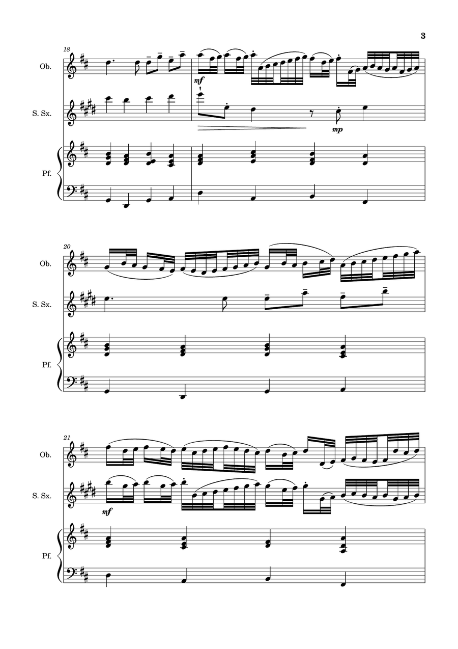 Canon in D Major, P.37; T.337. Oboe, S. Sax and Piano. Score and Parts Woodwind Duet scores gallery preview page 3