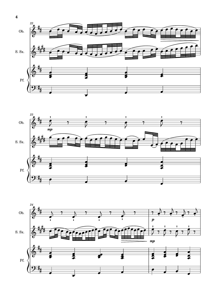 Canon in D Major, P.37; T.337. Oboe, S. Sax and Piano. Score and Parts Woodwind Duet scores gallery preview page 4