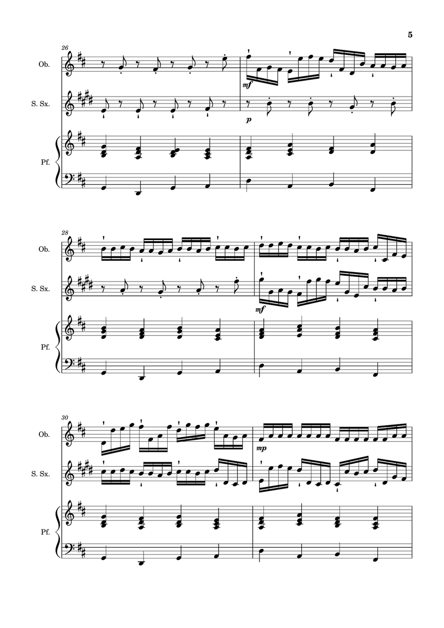 Canon in D Major, P.37; T.337. Oboe, S. Sax and Piano. Score and Parts Woodwind Duet scores gallery preview page 5