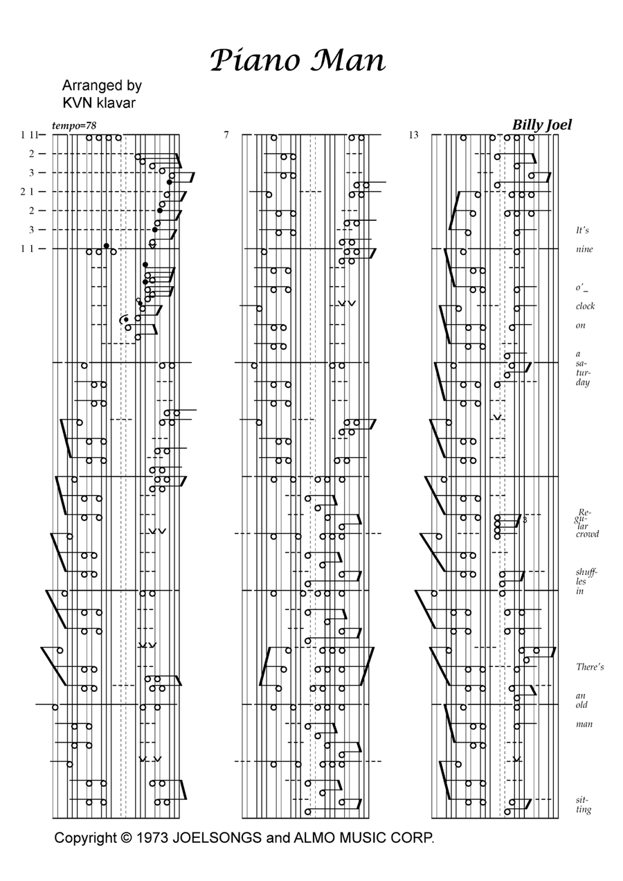 Piano Man Piano Man Piano, Vocal scores gallery preview page 1