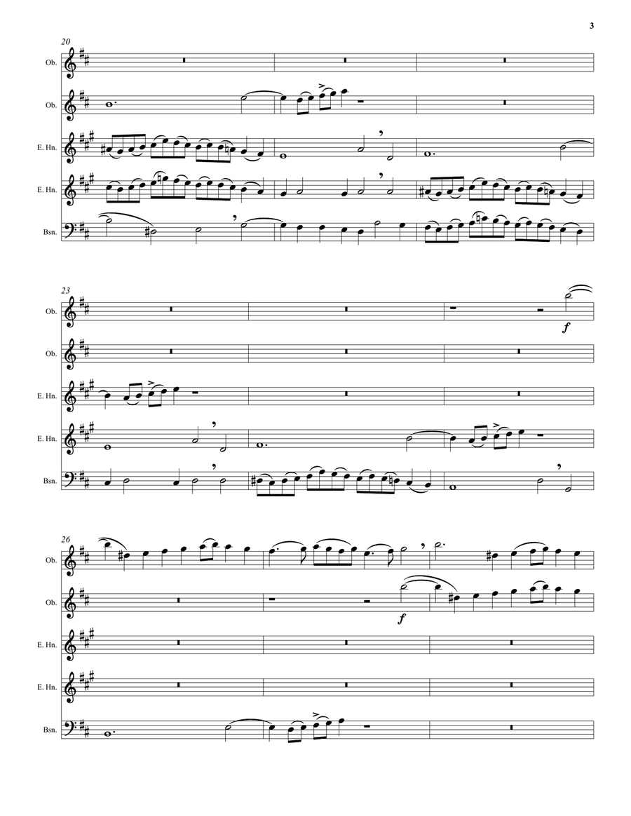 Kyrie canon by Mozart arranged for double-reed quintet (2 oboes, 2 cors anglais, 1 bassoon) by Wolfgang Amadeus Mozart Small Ensemble - Digital Sheet Music page 3
