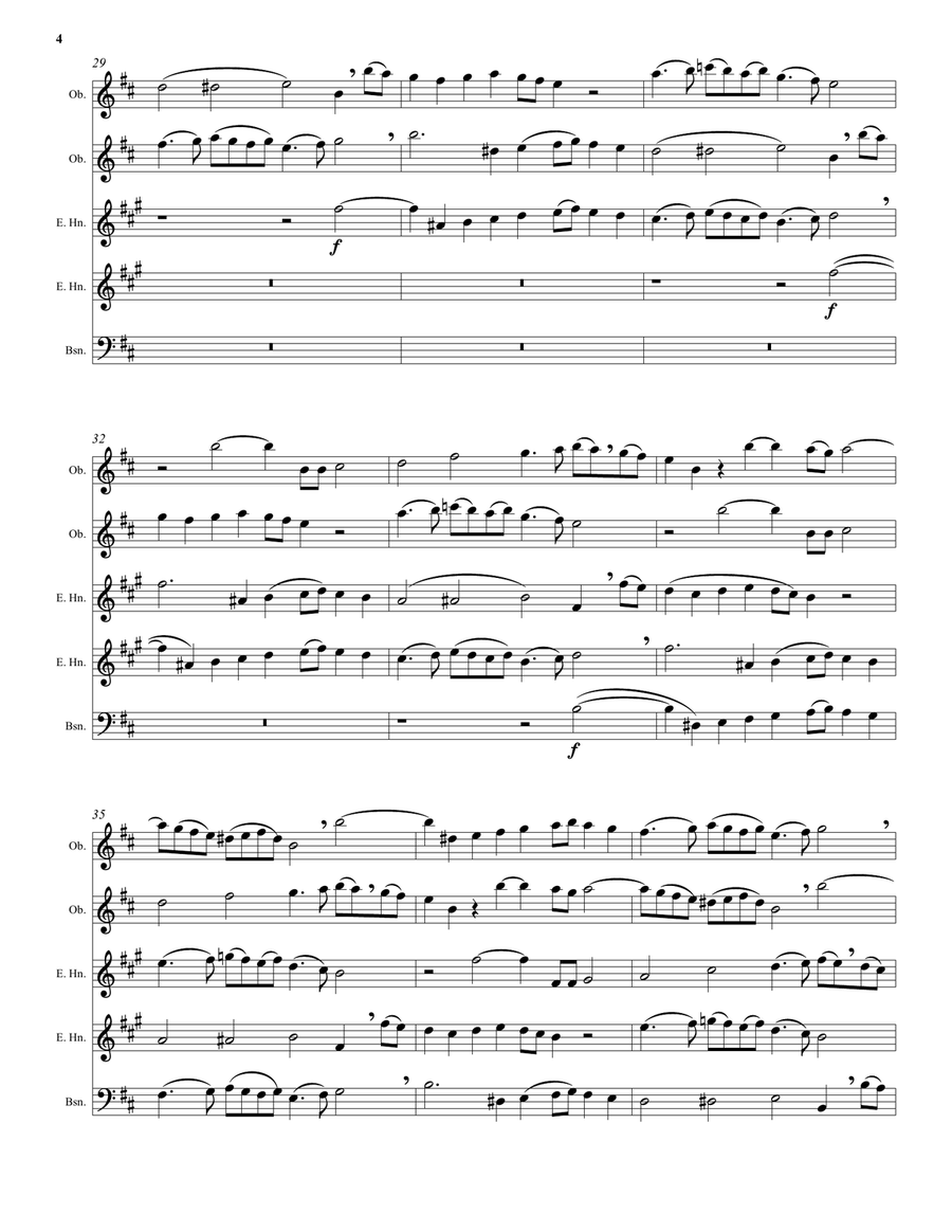 Kyrie canon by Mozart arranged for double-reed quintet (2 oboes, 2 cors anglais, 1 bassoon) by Wolfgang Amadeus Mozart Small Ensemble - Digital Sheet Music page 4