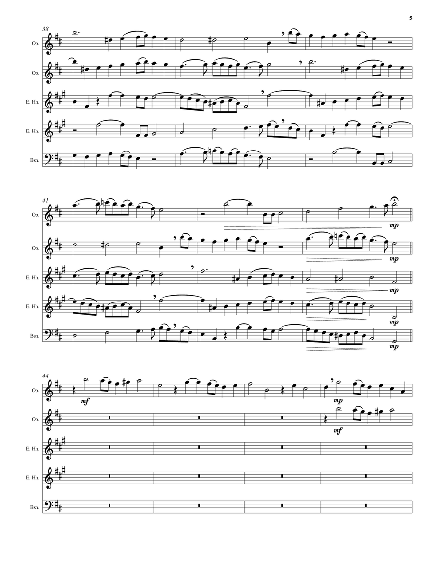 Kyrie canon by Mozart arranged for double-reed quintet (2 oboes, 2 cors anglais, 1 bassoon) by Wolfgang Amadeus Mozart Small Ensemble - Digital Sheet Music page 5