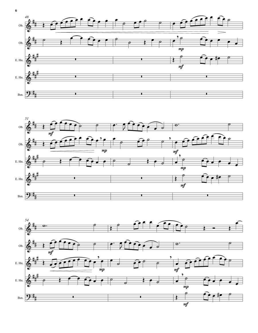 Kyrie canon by Mozart arranged for double-reed quintet (2 oboes, 2 cors anglais, 1 bassoon) by Wolfgang Amadeus Mozart Small Ensemble - Digital Sheet Music page 6