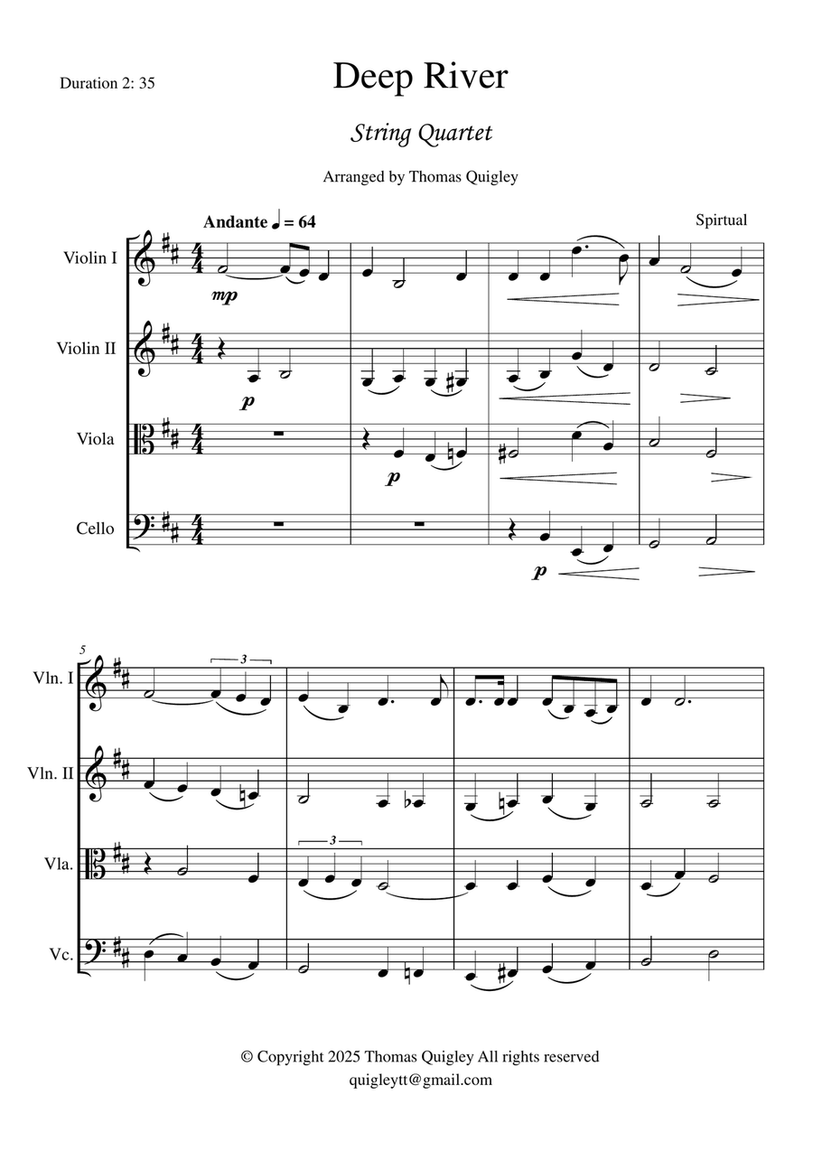 Deep River Deep River String Quartet scores gallery preview page 2