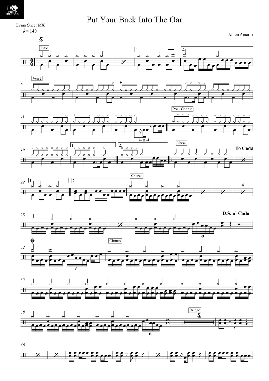 Put Your Back Into The Oar Drum Set scores gallery preview page 1