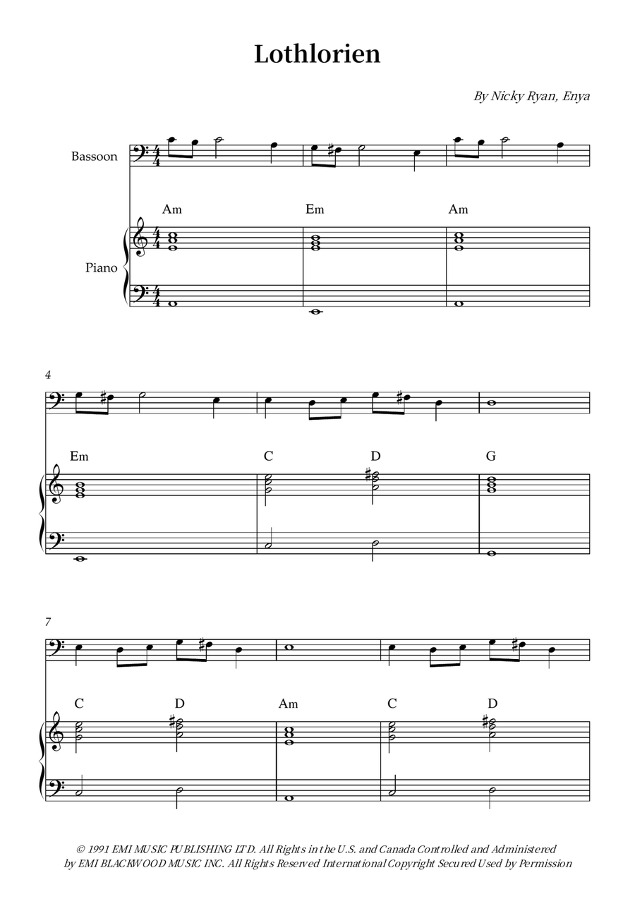 Lothlorien Lothlorien Bassoon scores gallery preview page 1