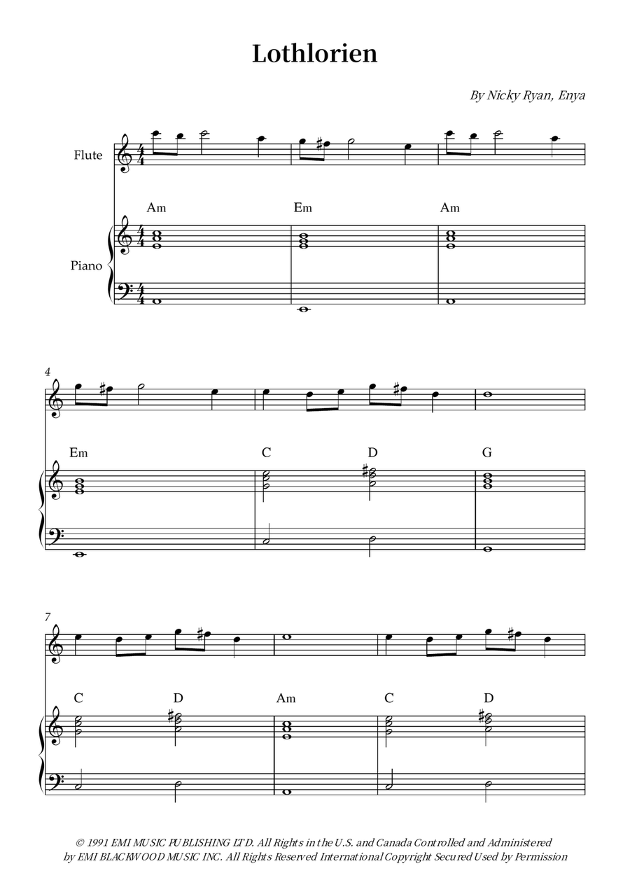 Lothlorien Lothlorien Flute scores gallery preview page 1