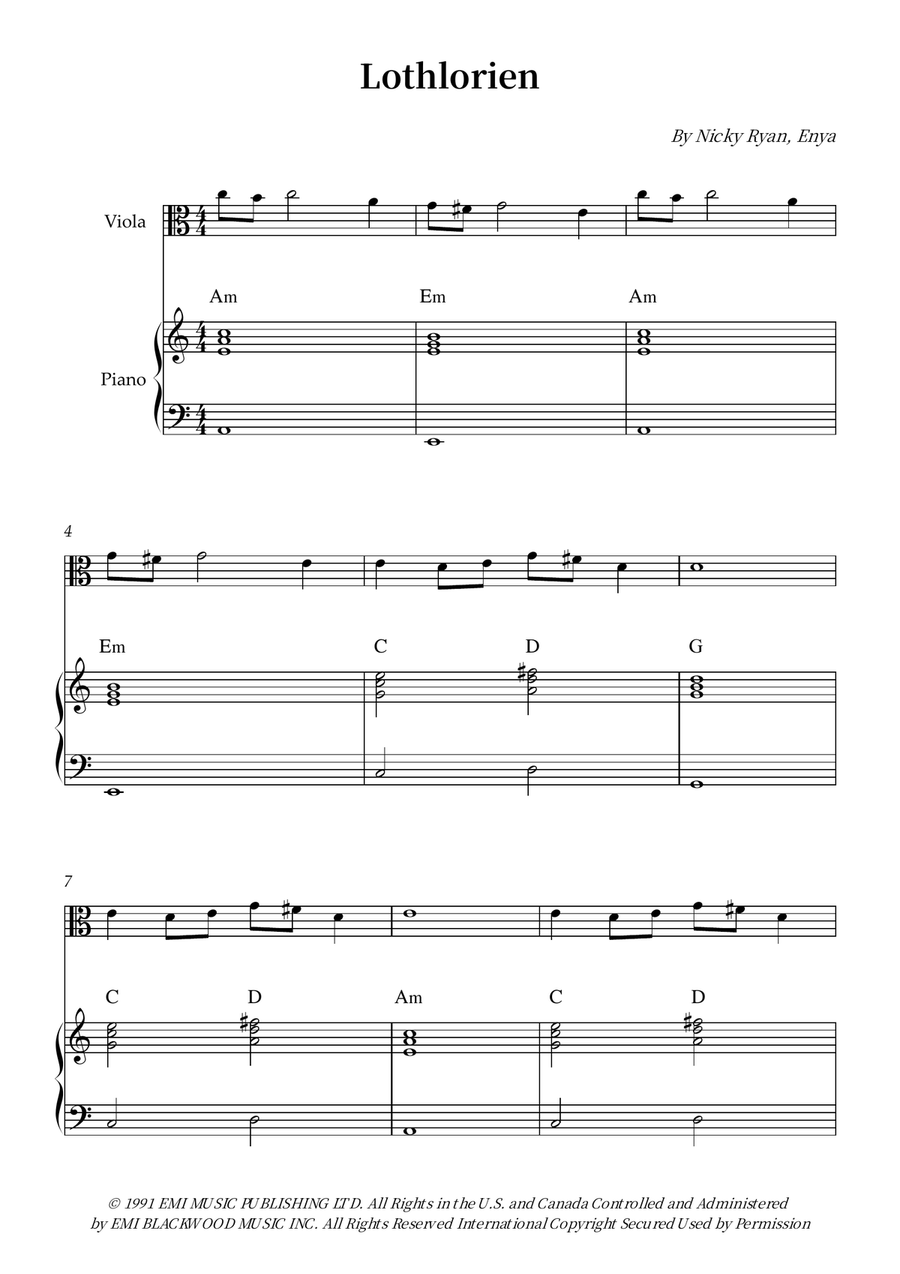 Lothlorien Lothlorien Viola scores gallery preview page 1