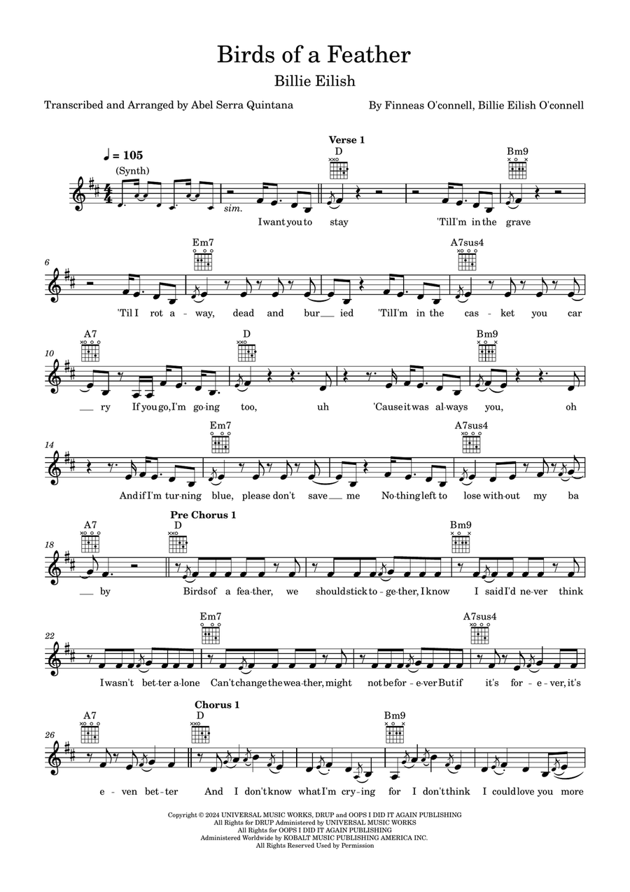 Birds Of A Feather Acoustic Guitar scores gallery preview page 1