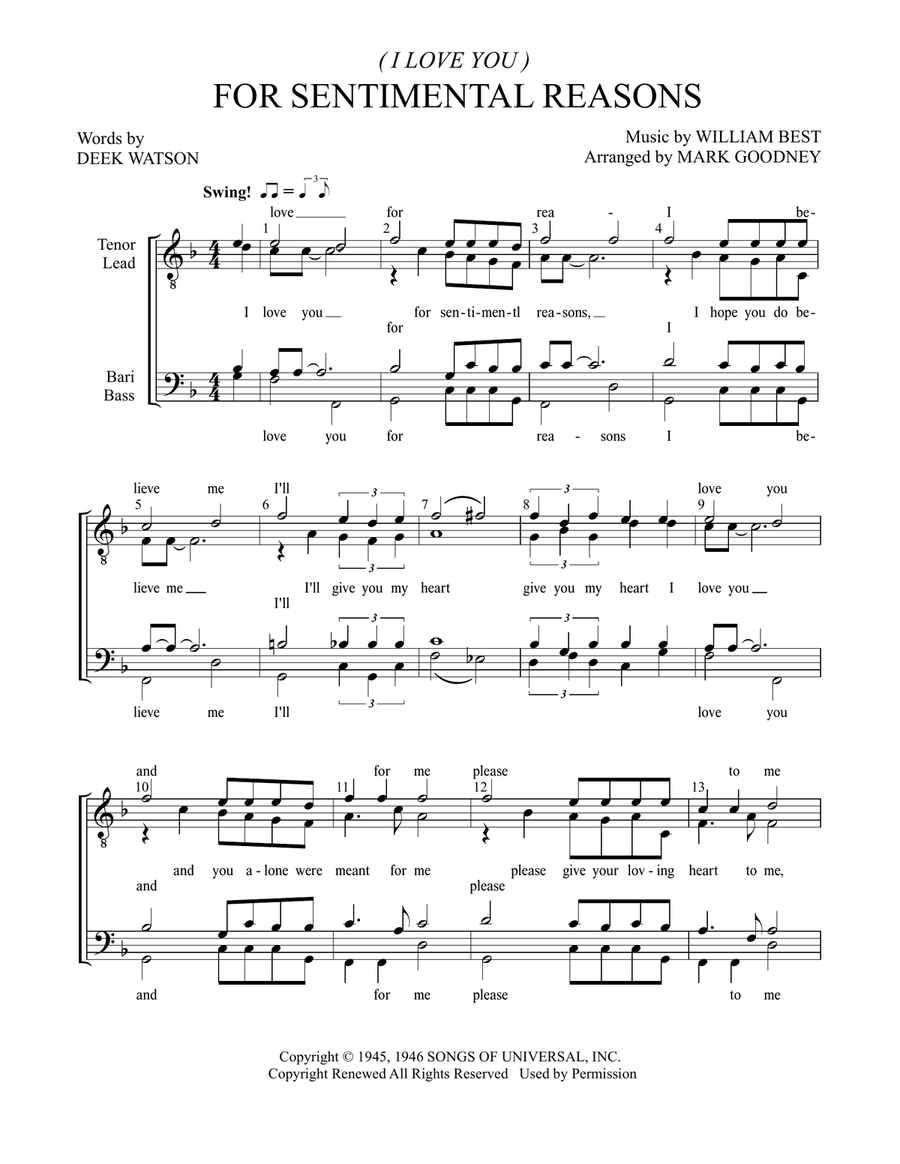 (I Love You) For Sentimental Reasons TTBB scores gallery preview page 2