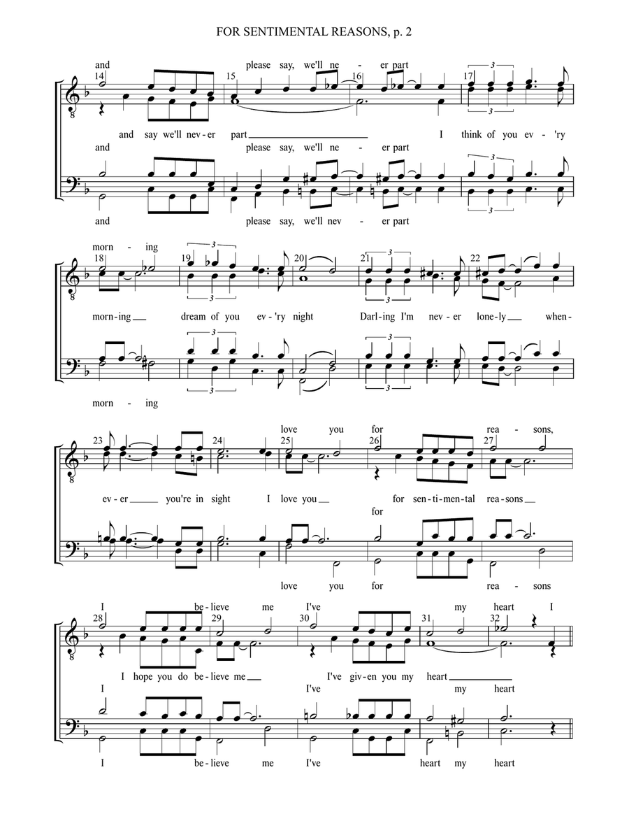 (I Love You) For Sentimental Reasons TTBB scores gallery preview page 3