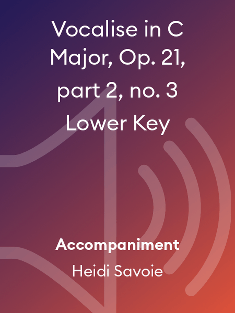 Vocalise in C Major, Op. 21, part 2, no. 3 Lower Key Piano scores gallery preview page 1