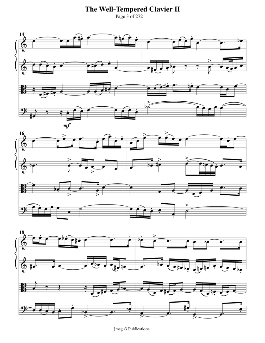 Bach: The Well-Tempered Clavier II for String Quartet String Quartet scores gallery preview page 3