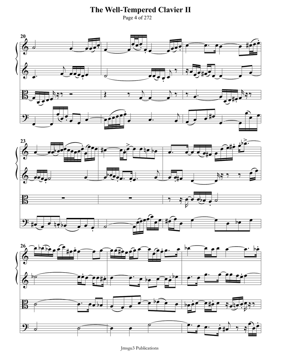 Bach: The Well-Tempered Clavier II for String Quartet String Quartet scores gallery preview page 4