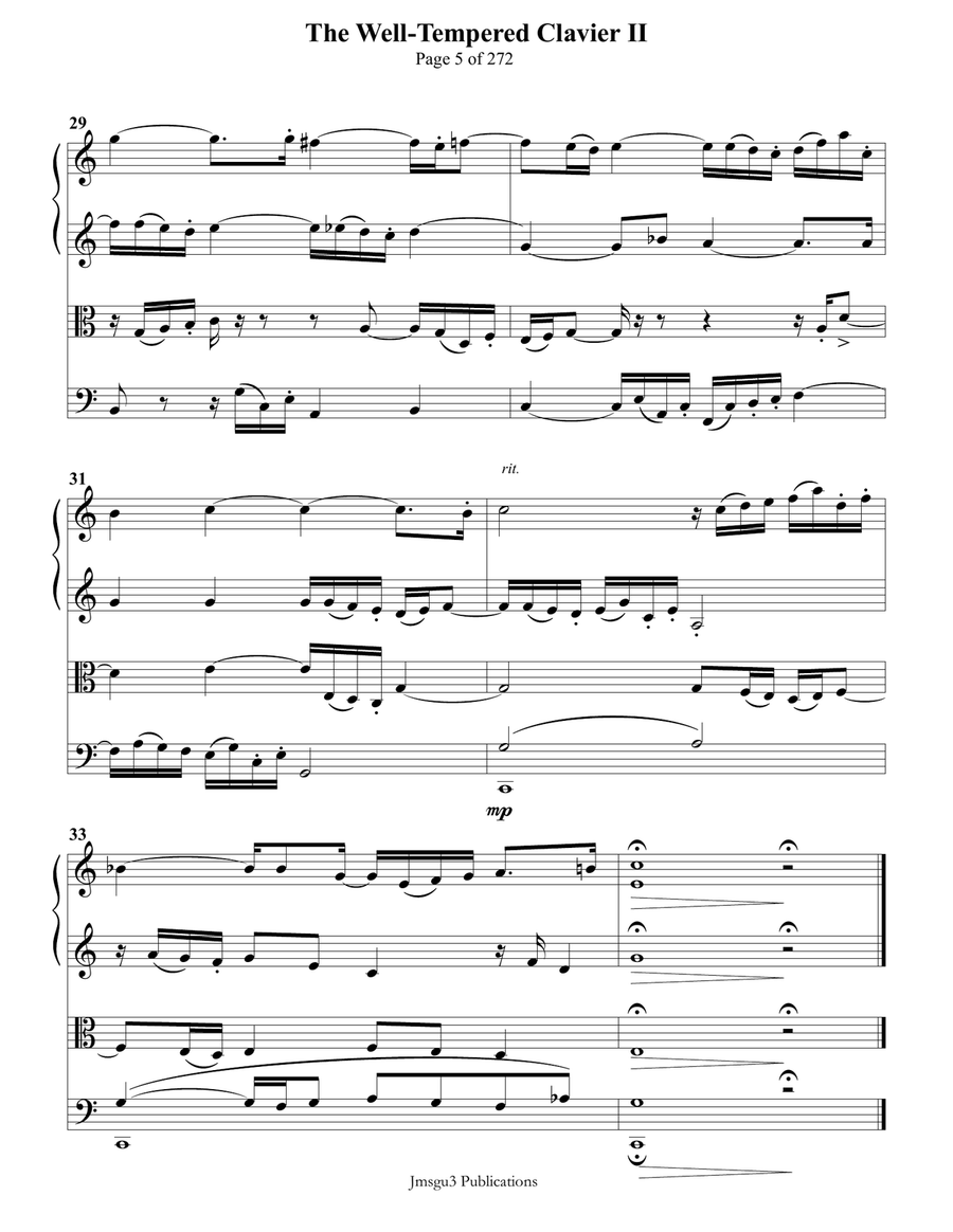 Bach: The Well-Tempered Clavier II for String Quartet String Quartet scores gallery preview page 5