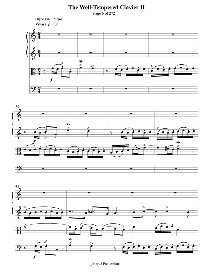 Bach: The Well-Tempered Clavier II for String Quartet String Quartet scores gallery preview page 6