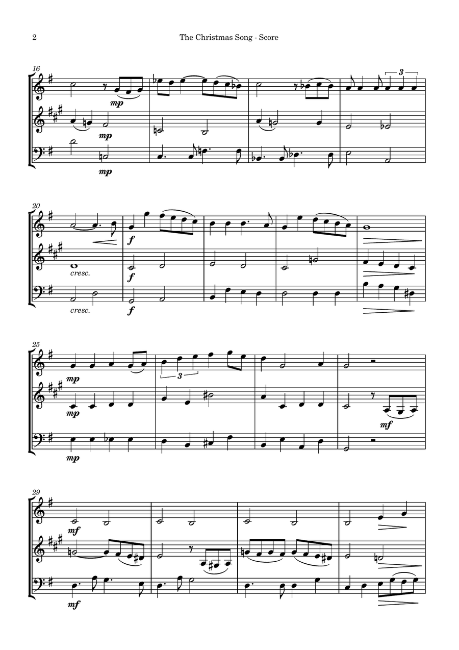 The Christmas Song (Chestnuts Roasting On An Open Fire) Woodwind Trio scores gallery preview page 2
