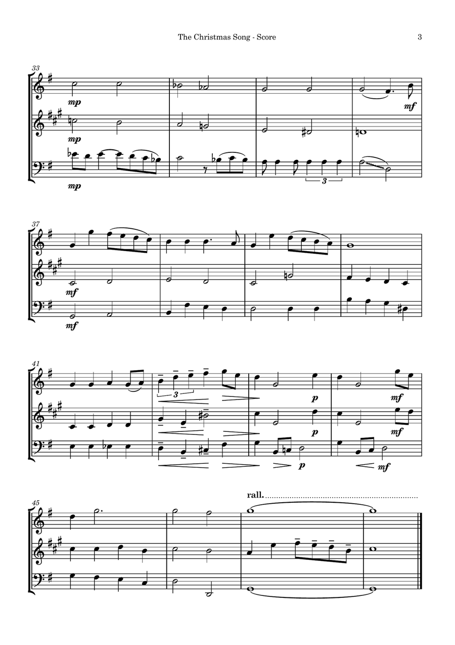The Christmas Song (Chestnuts Roasting On An Open Fire) Woodwind Trio scores gallery preview page 3