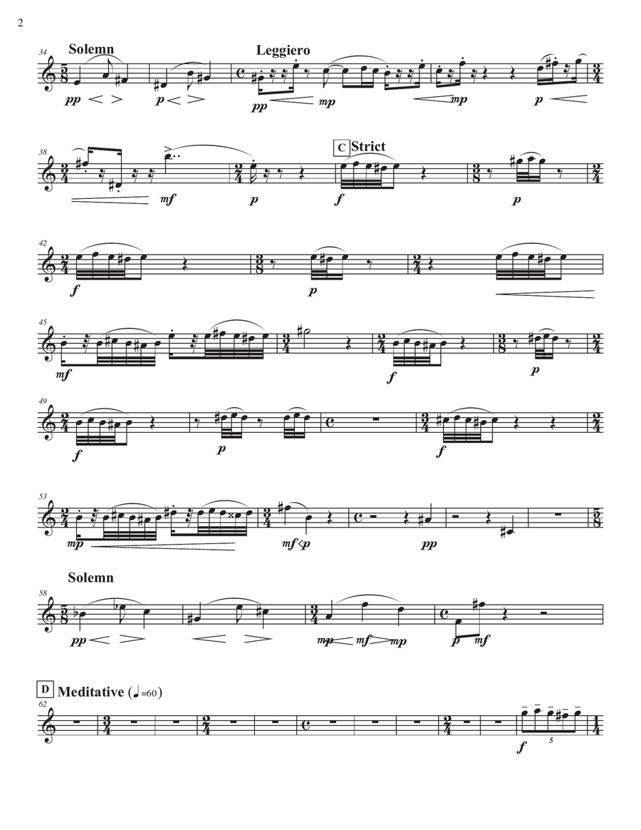 The Usual, Unusually for flute, violin, cello and piano FLUTE PART Small Ensemble scores gallery preview page 2