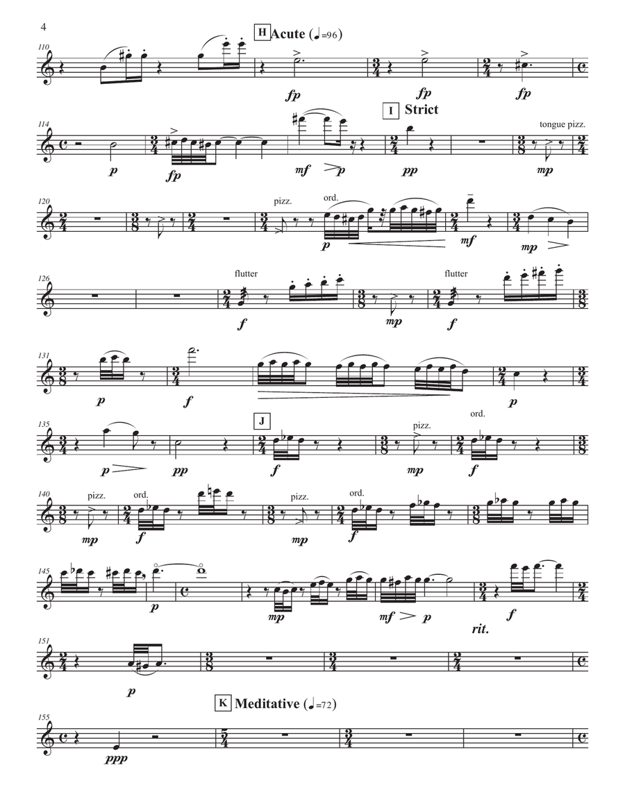 The Usual, Unusually for flute, violin, cello and piano FLUTE PART Small Ensemble scores gallery preview page 4