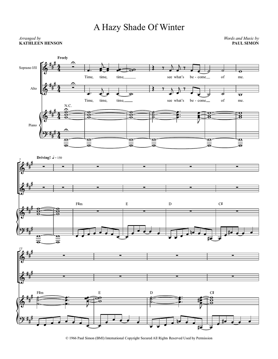 A Hazy Shade Of Winter SSA scores gallery preview page 2