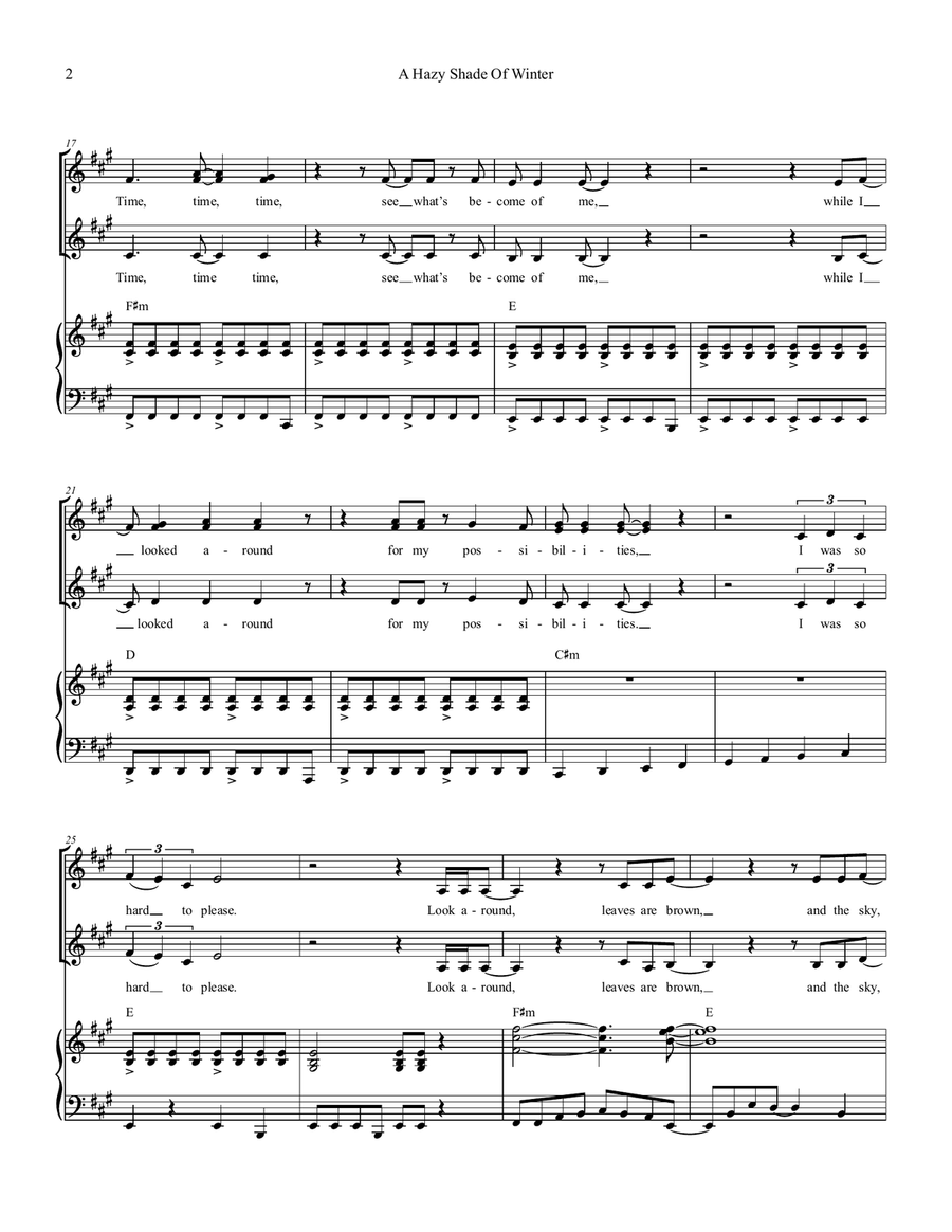 A Hazy Shade Of Winter SSA scores gallery preview page 3