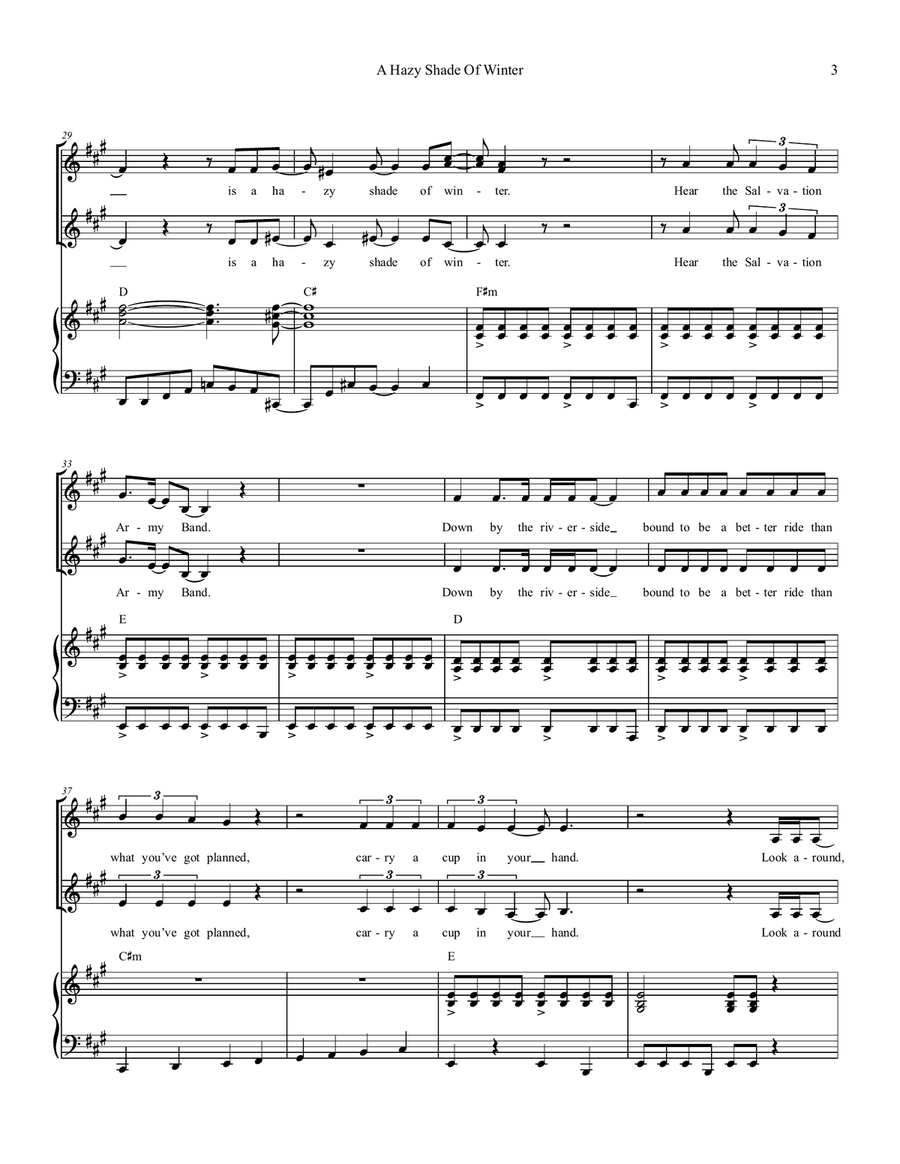 A Hazy Shade Of Winter SSA scores gallery preview page 4
