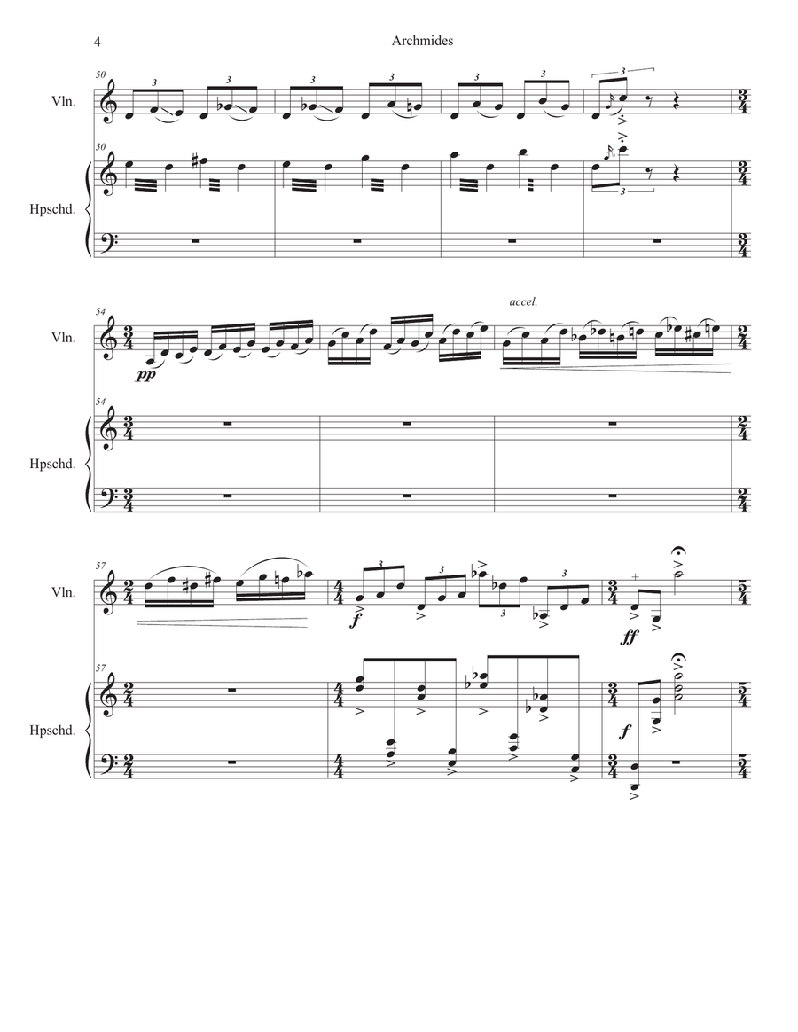 Archimedes' Principle for violin and harpsichord String Duet scores gallery preview page 4
