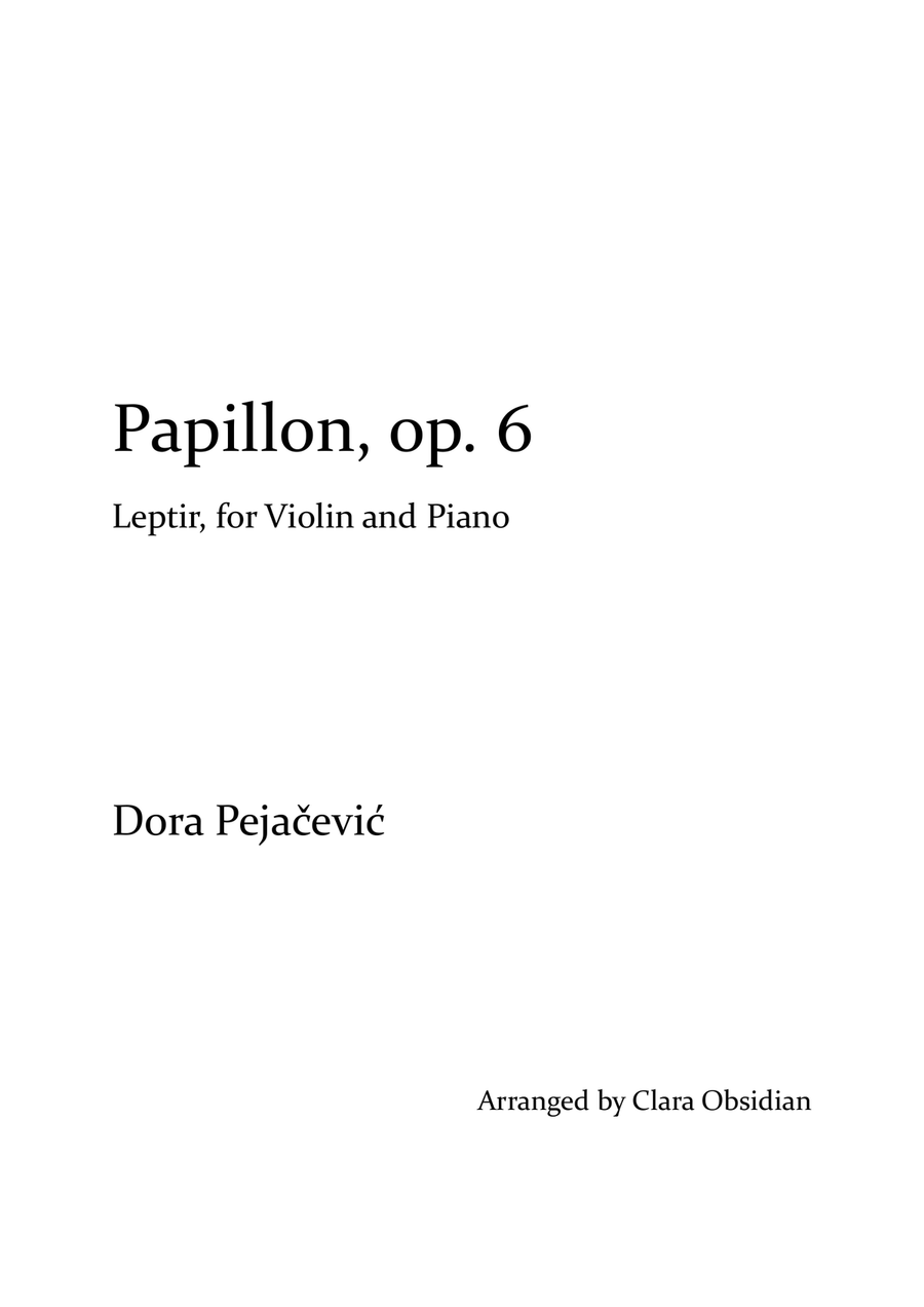 D. Pejačević: Papillon (Leptir), Op.6 for Violin and Piano Chamber Music scores gallery preview page 1
