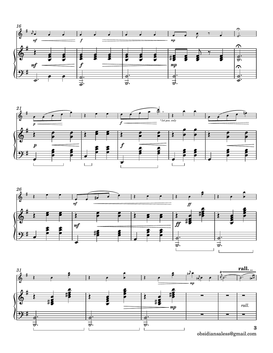 D. Pejačević: Papillon (Leptir), Op.6 for Violin and Piano Chamber Music scores gallery preview page 3