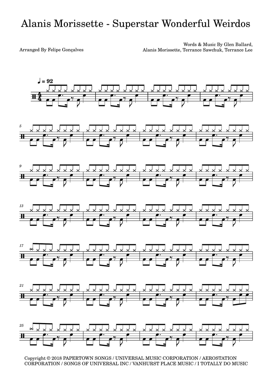 Superstar Wonderful Weirdos Drum Set scores gallery preview page 1