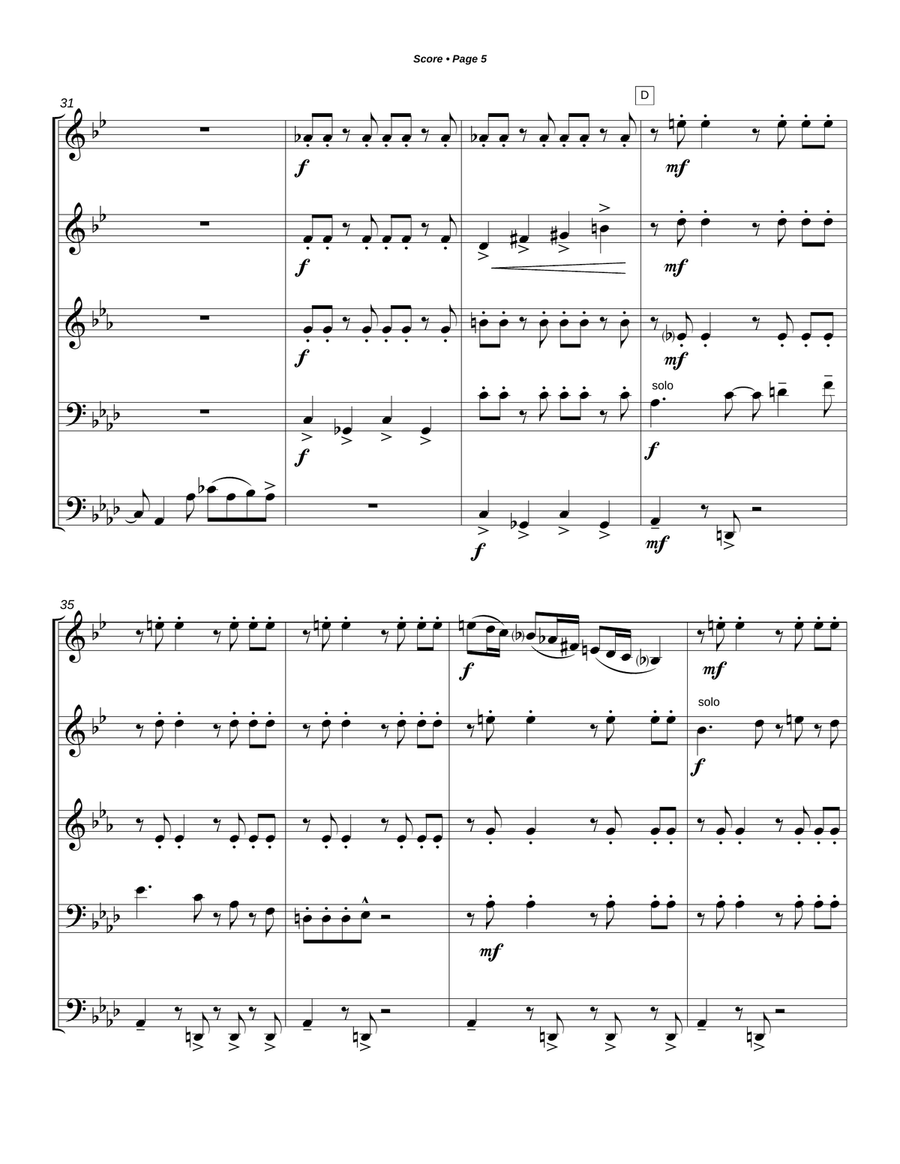 Theme From The Simpsons Brass Quintet scores gallery preview page 6