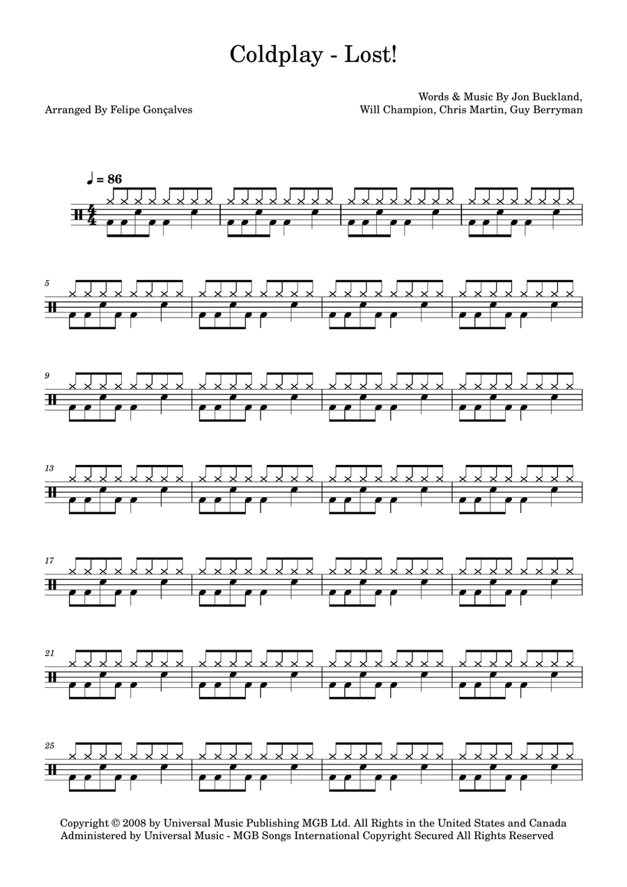 Lost! Drum Set scores gallery preview page 1