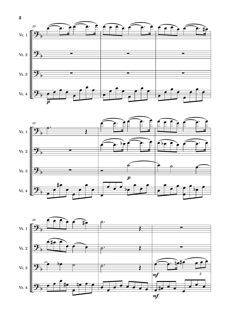 Pavane, op. 50 arranged for cello ensemble (4 Cellos) String Quartet scores gallery preview page 2