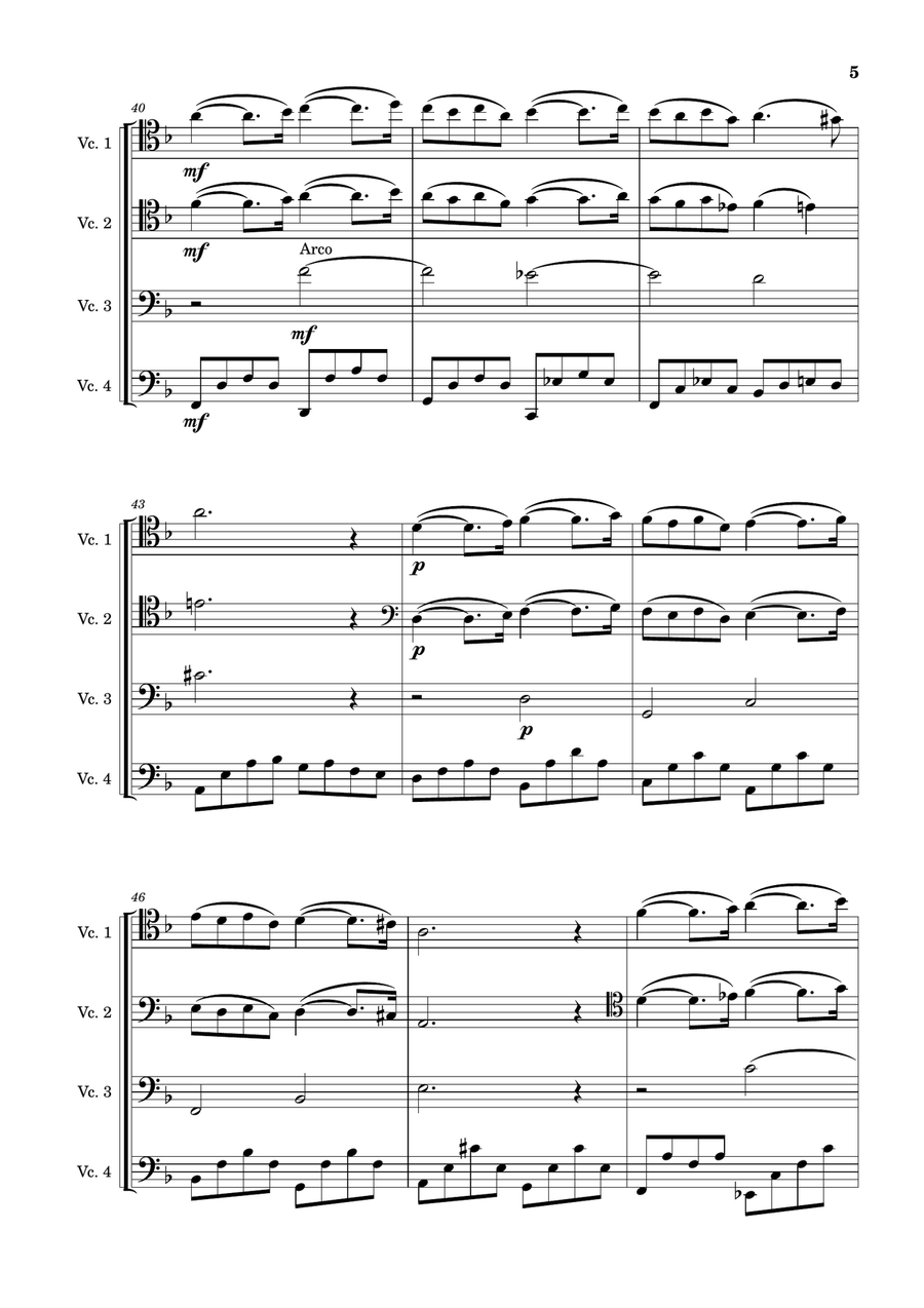 Pavane, op. 50 arranged for cello ensemble (4 Cellos) String Quartet scores gallery preview page 5