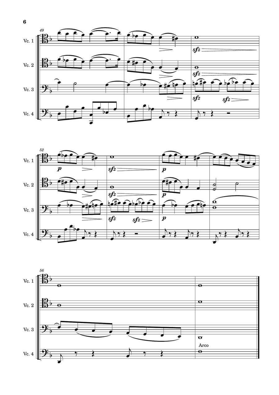 Pavane, op. 50 arranged for cello ensemble (4 Cellos) String Quartet scores gallery preview page 6