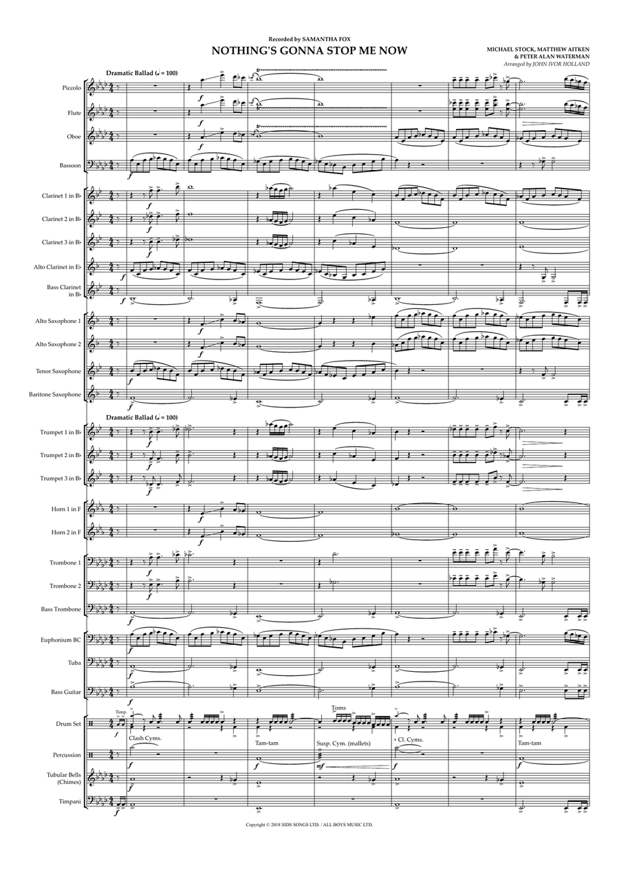 Nothing's Gonna Stop Me Now Concert Band scores gallery preview page 1