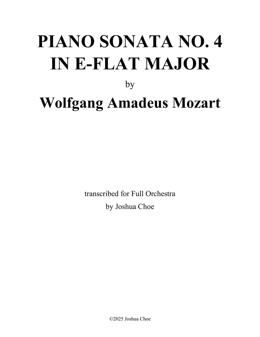 Piano Sonata No. 4 in E-Flat Major, K.282/189g Full Orchestra scores gallery preview page 1