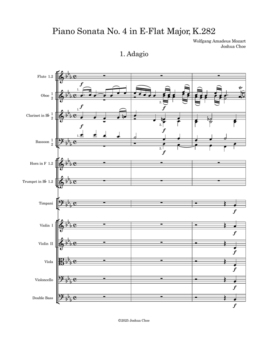 Piano Sonata No. 4 in E-Flat Major, K.282/189g Full Orchestra scores gallery preview page 3