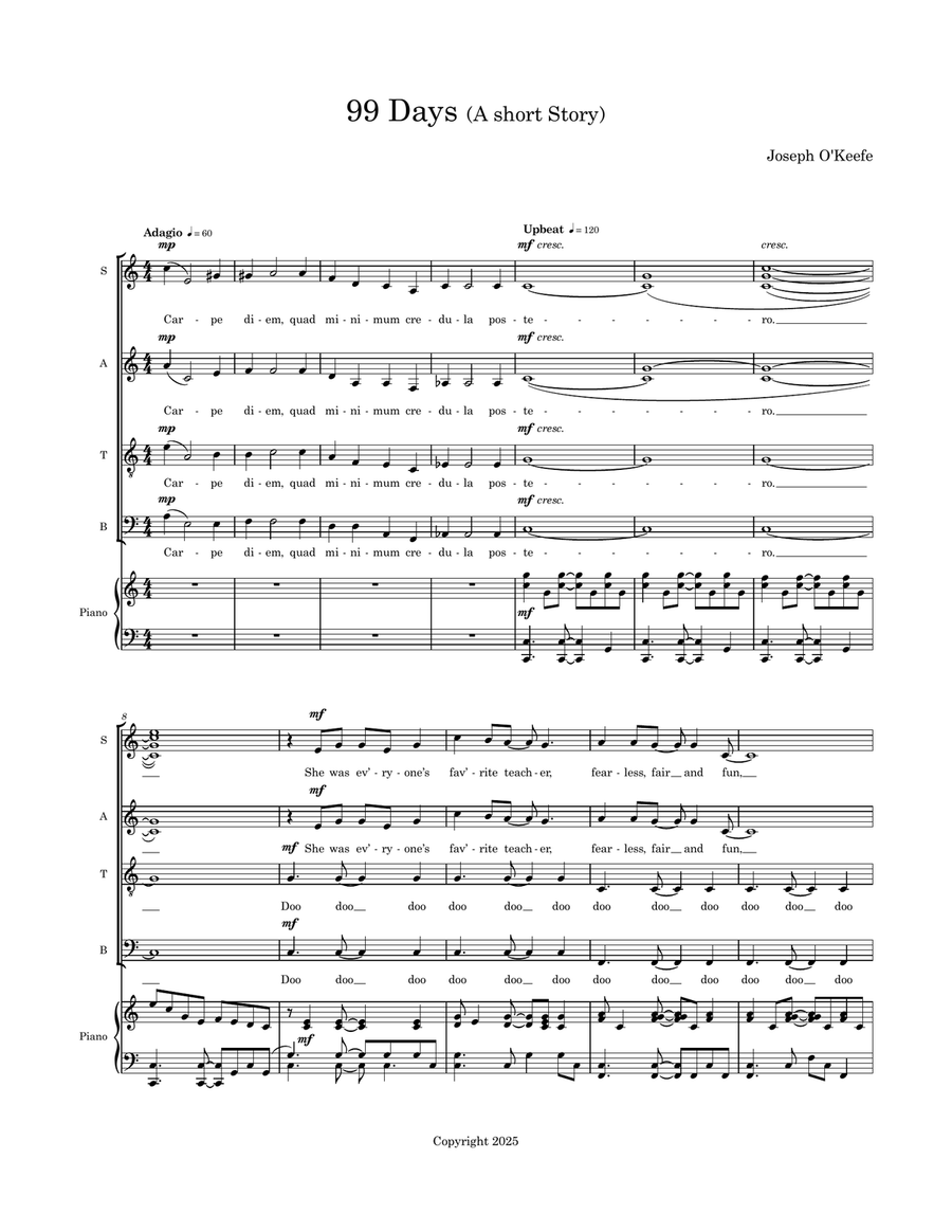 99 Days (a short story) Divisi scores gallery preview page 1