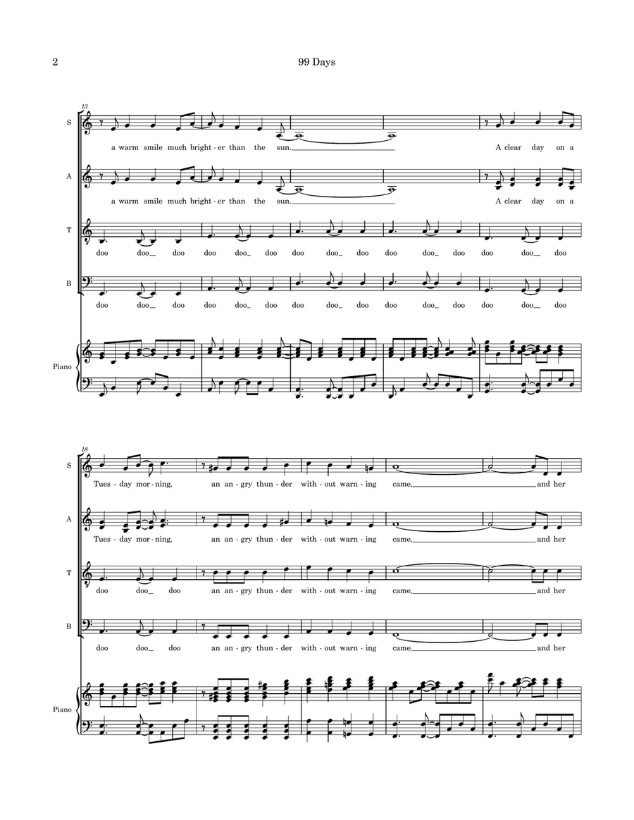 99 Days (a short story) Divisi scores gallery preview page 2