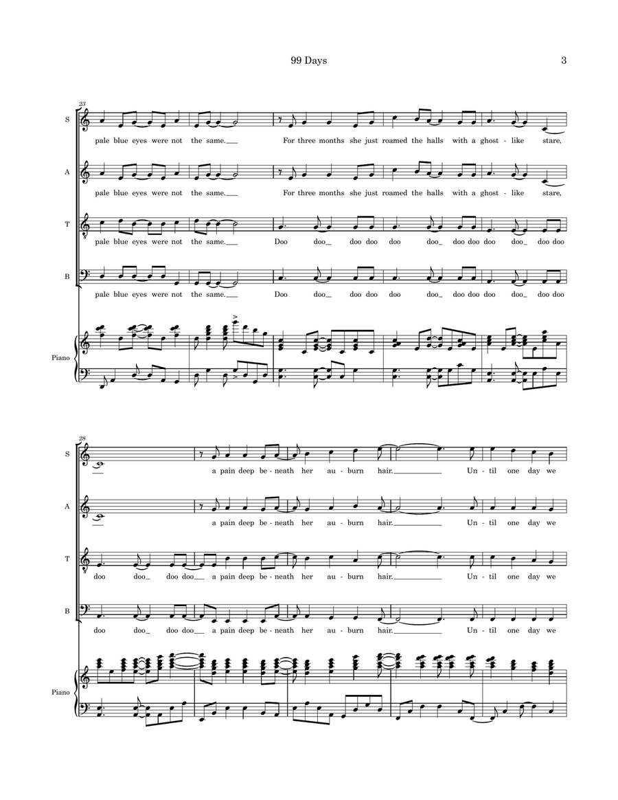 99 Days (a short story) Divisi scores gallery preview page 3