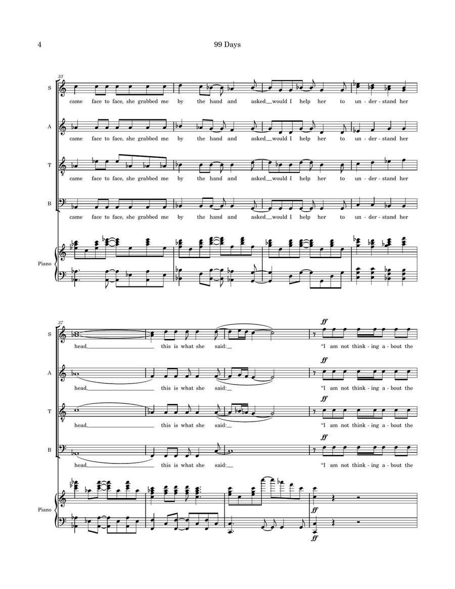 99 Days (a short story) Divisi scores gallery preview page 4