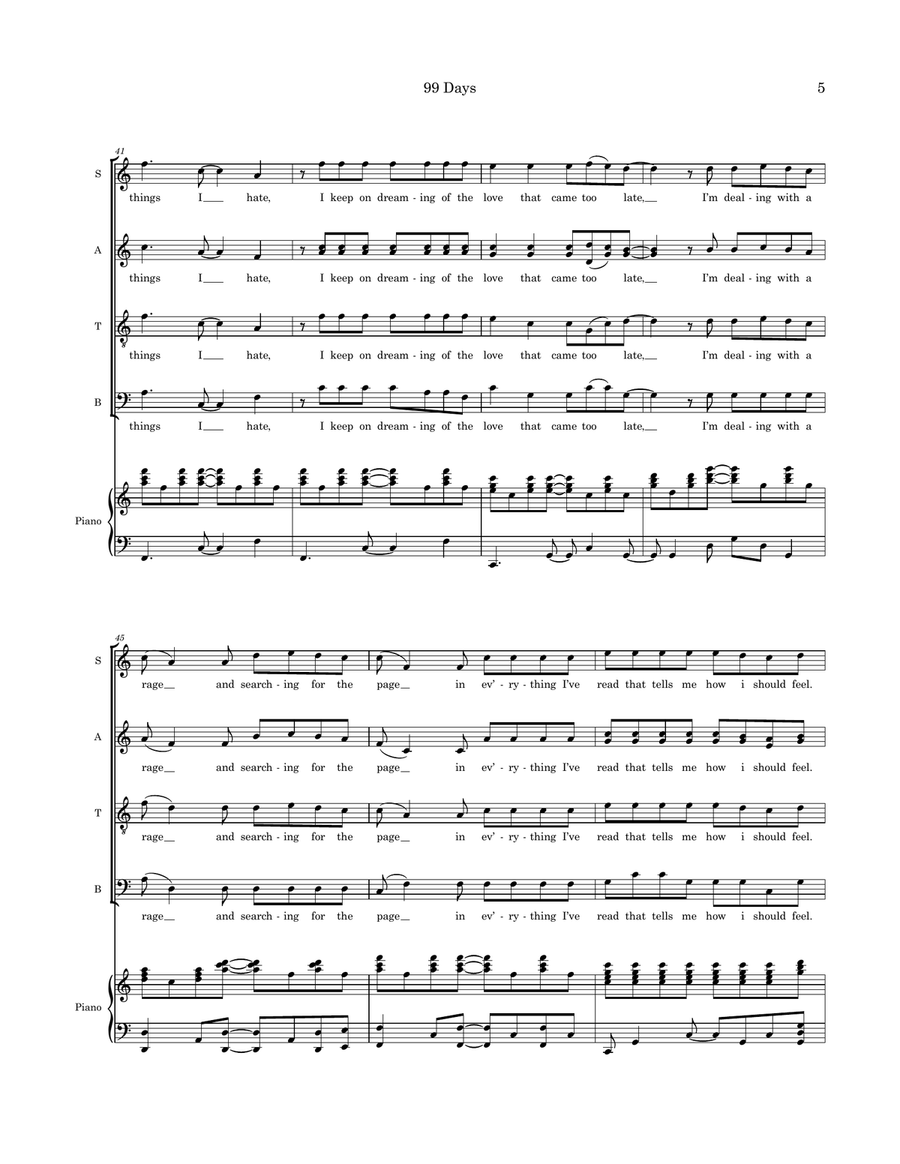 99 Days (a short story) Divisi scores gallery preview page 5