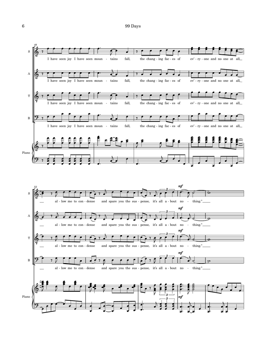 99 Days (a short story) Divisi scores gallery preview page 6